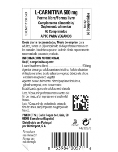Solgar L-Carnitina 500mg 60 Cápsulas