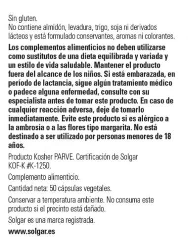 Solgar Cardo Mariano 50 Cápsulas