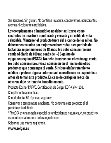 Solgar Té Verde 60 Cápsulas