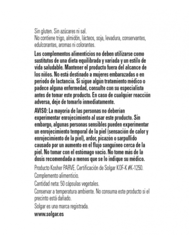 Solgar Niacina No Ruborizante 500mg...