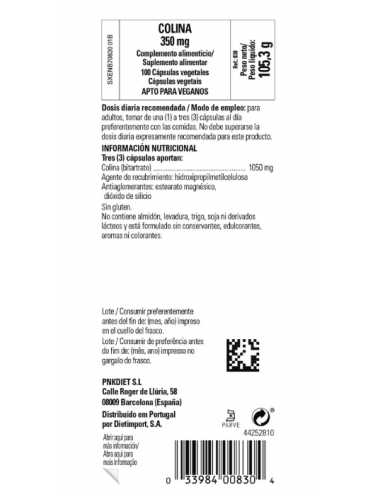 Solgar Colina 350mg 100 Cápsulas