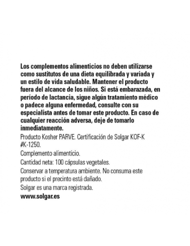Solgar Colina 350mg 100 Cápsulas