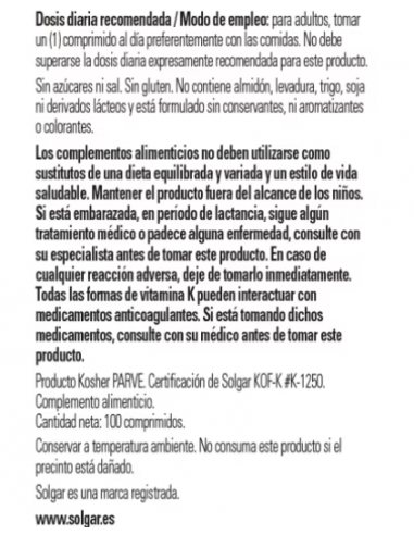 Solgar Vitamina k1 100mcg 100...