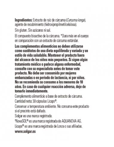 Solgar Full Spèctrum Curcumina 30...