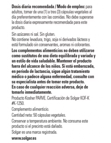 Solgar Ginseng Coreano 50 Cápsulas