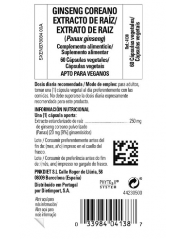 Solgar Gingseng Coreano ext.Raiz  60...