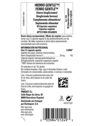 Solgar Hierro Gentle 20 mg 90 Cápsulas