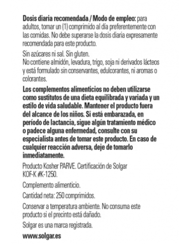 Solgar Folacin 400 Mcg 250 Comprimidos