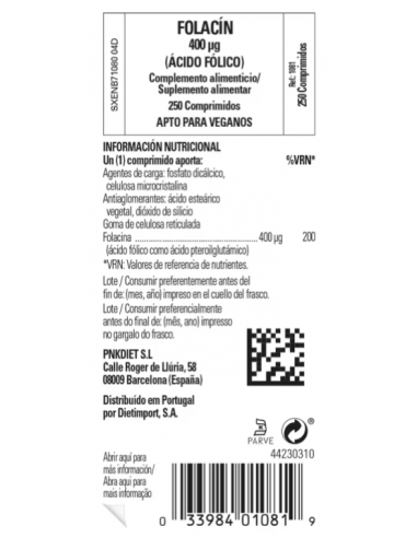 Solgar Folacin 400 Mcg 250 Comprimidos