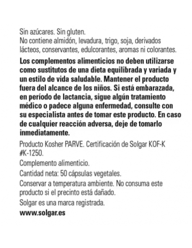 Solgar Colina/Inositol 50 Cápsulas