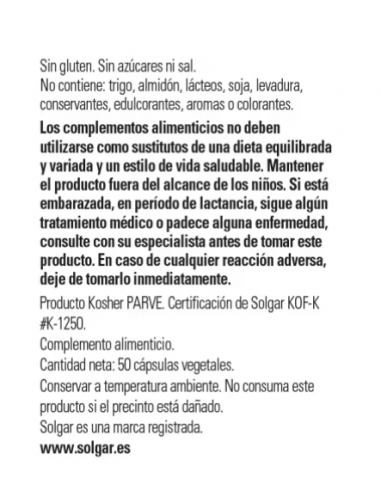 Solgar Inositol 500mg 50 Cápsulas