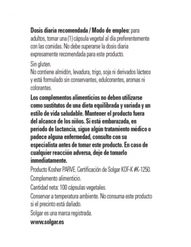 Solgar Boron 3mg 100 cápsulas