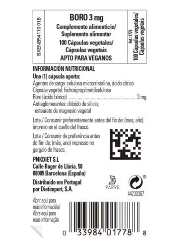 Solgar Boron 3mg 100 cápsulas