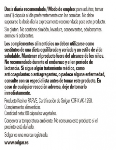 Solgar Ginkgo 60 Cápsulas