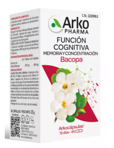 Arkopharma Arkocaps Bacopa 45 Cápsulas