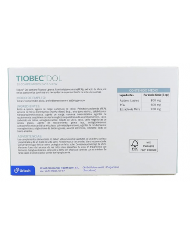 Tiobec Dol 20 Tabletas