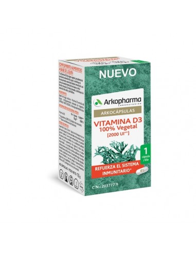Arkopharma Arkocápsulas Vitamina D3 100% Vegetal 45 Cápsulas